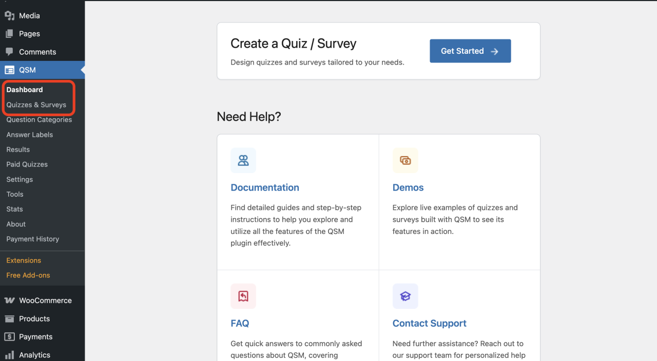 Navigate to QSM Dashboard